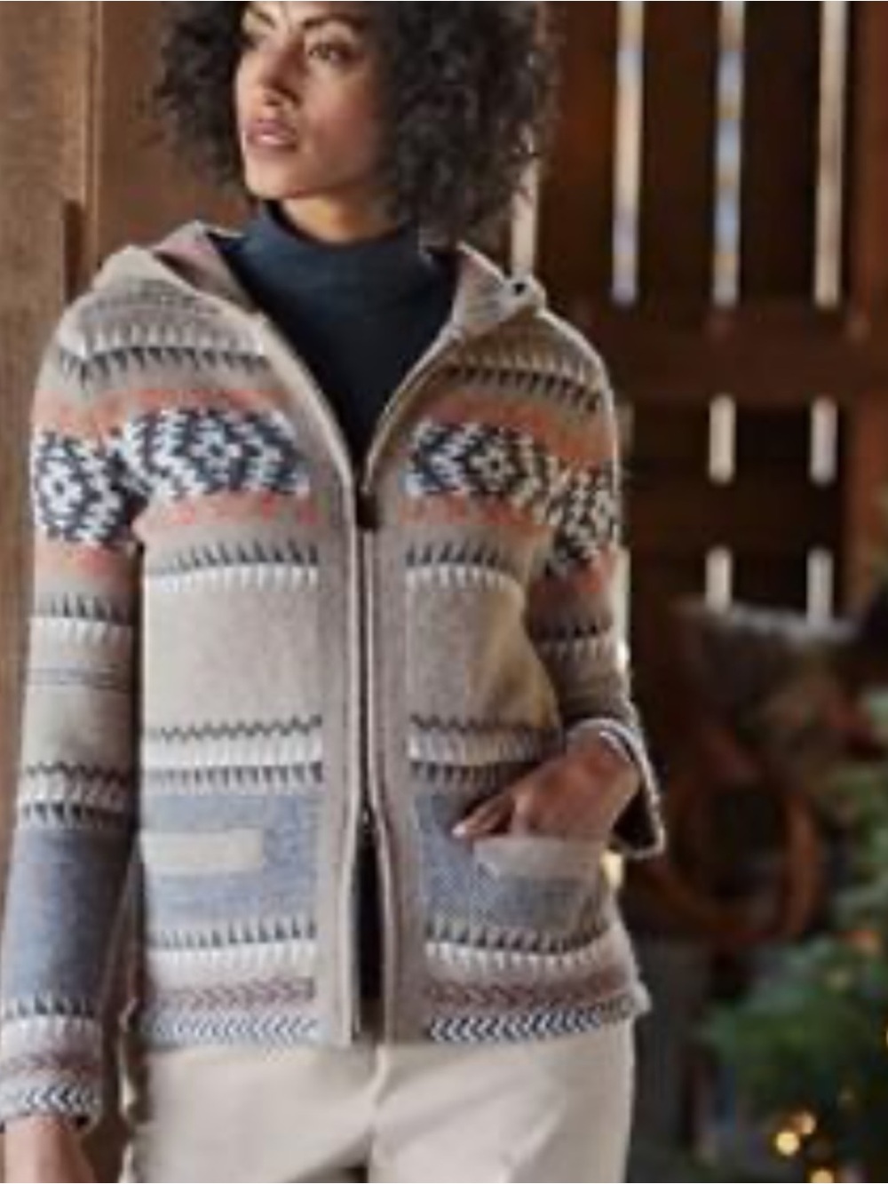 PENDLETON Cardigan Sweater Wool Alpaca Full Zip Pockets Women’s Medium Petite
